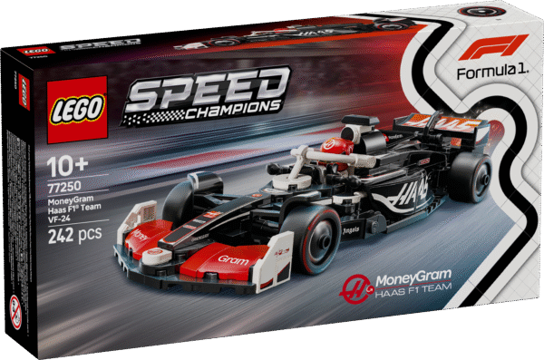 F1 fännid ning vähemalt 10-aastased lapsed saavad seda muljetavaldavat LEGO Speed Championsi MoneyGram Haas F1 Team VF-24 võidusõiduautot ehitada ja esitleda.