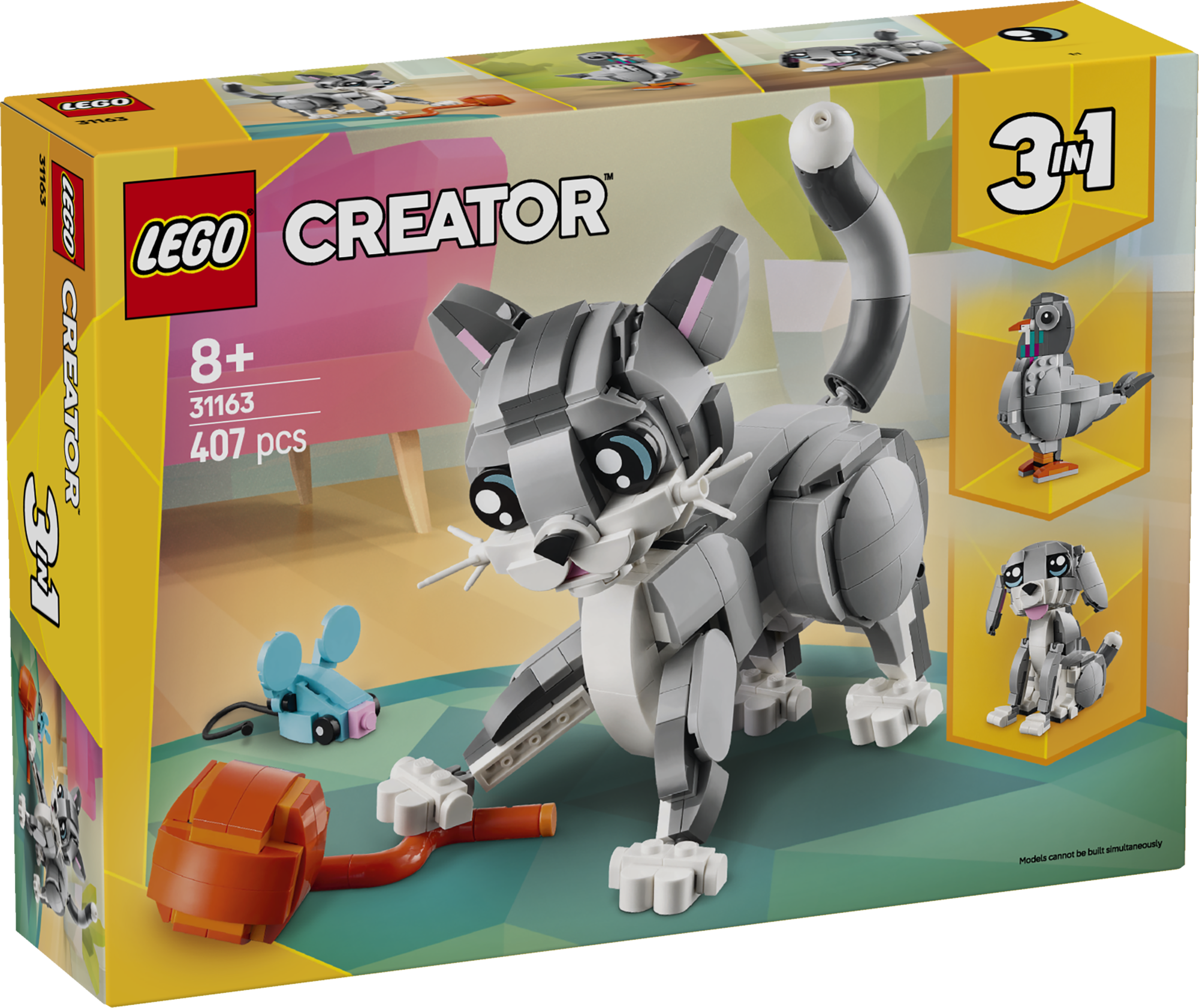 LEGO Creator Mängiv kass Tüdrukud ja poisid saavad selle LEGO Creator 3-ühes Mängiva kassi komplektiga lõbutseda