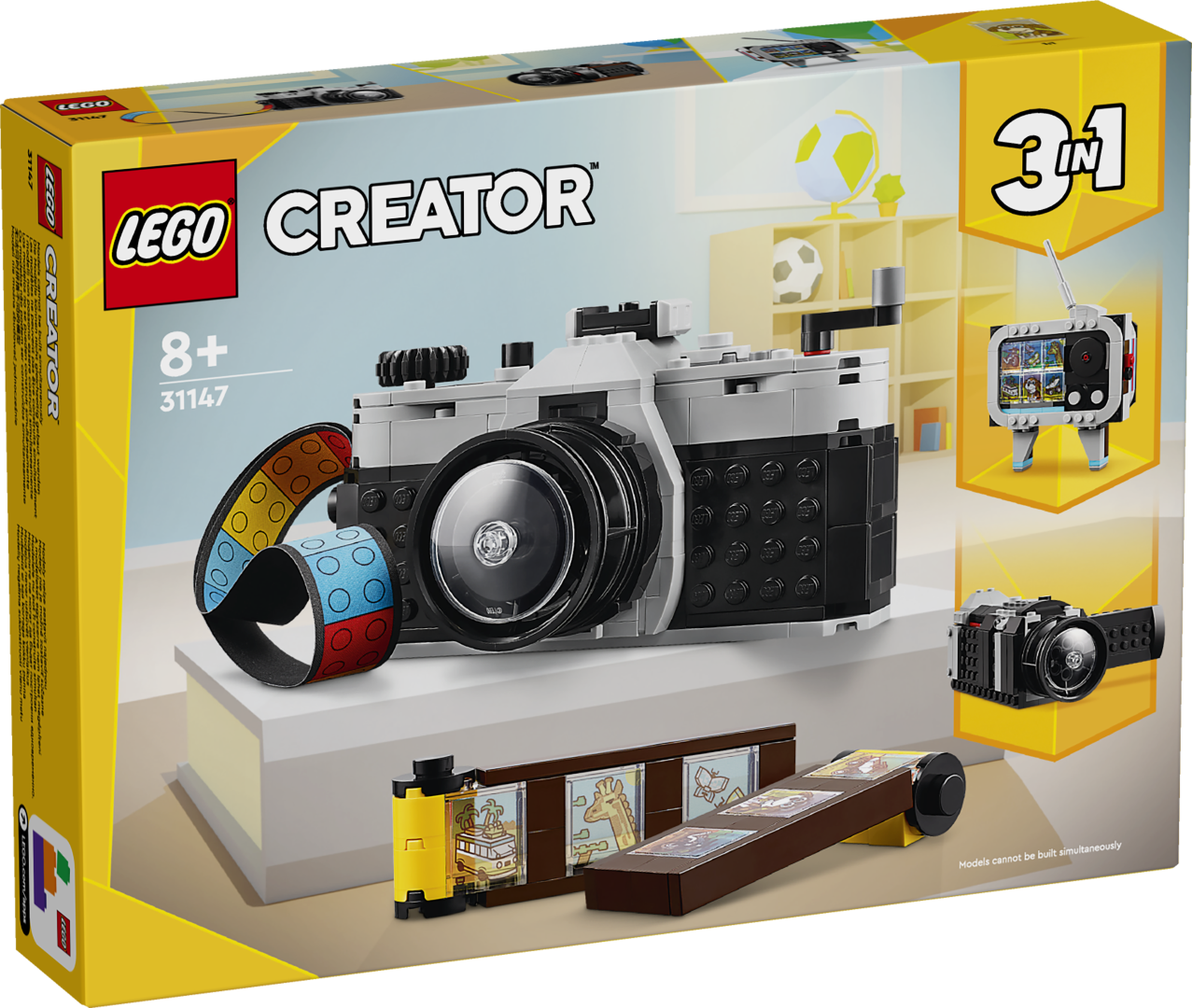 LEGO Creator Retrokaamera LEGO® Creator kolm ühes retrotehnika komplekt võimaldab lastel ehitada retrokaamera