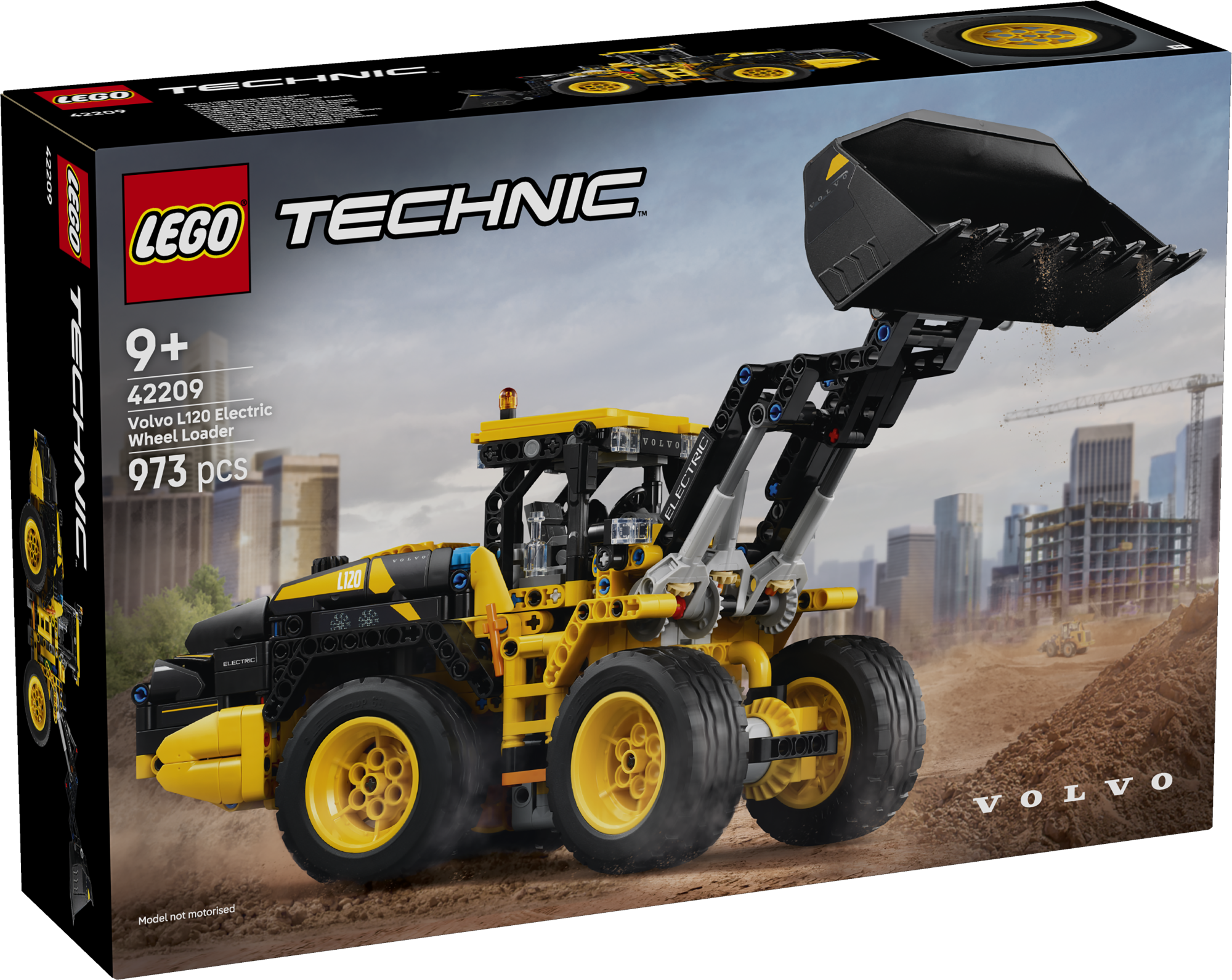 LEGO Technic Volvo l120 electric rataslaadur Selles laste ehitusmängukomplektis on kokkupandav LEGO® Technic Volvo L120 Electric rataslaadur ehitusplatsi seikluste matkimiseks.