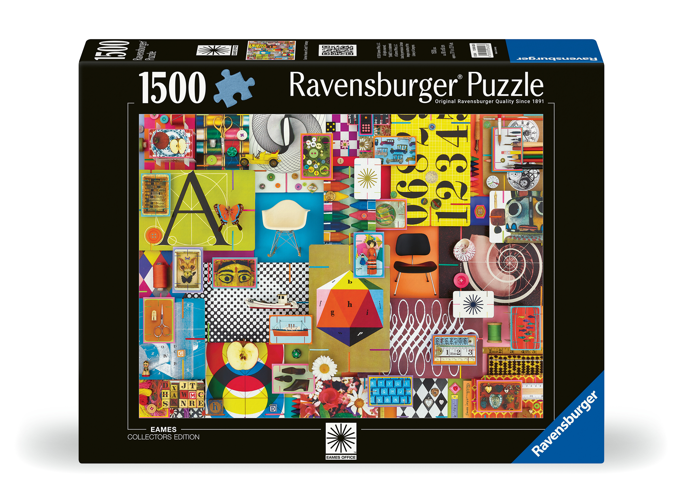 Ravensburger pusle 1500 tk Eamese variatsioonid Ravensburgeri esmaklassilise kvaliteediga pusled. Iga pusletükk on erinev