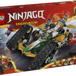 LEGO® NINJAGO® neli-ühes sõidukimängukomplekt 6 minifiguuriga võimaldab lastel mängida märulit ühe suure autoga või eraldada see 4 väiksemaks sõidukiks.