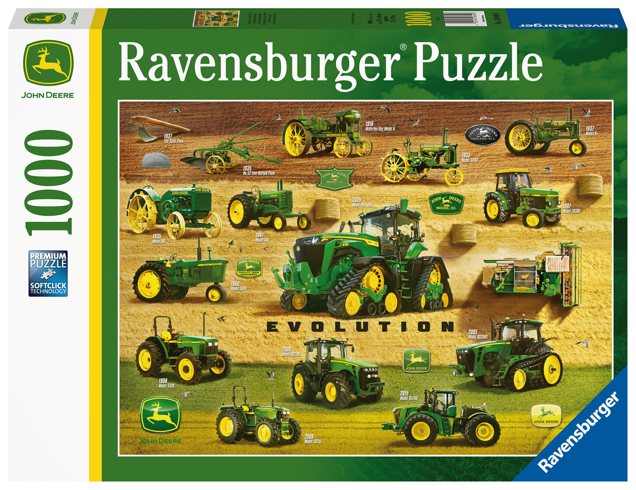 Ravensburger pusle 1000 tk John Deere pärand Ravensburgeri esmaklassilise kvaliteediga pusled. Iga pusletükk on erinev