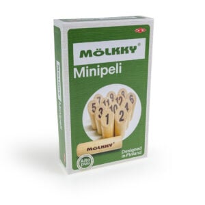 Mängige ikoonilist Mölkky mängu miniatuurselt.