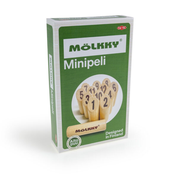 Mängige ikoonilist Mölkky mängu miniatuurselt.