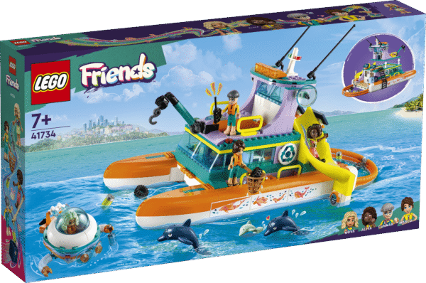Loominguline jutuvestmine on kokkupandava mängukomplektiga LEGO® Friends Merepääste paat nii lõbus. Komplektis on neli mininukku ja palju tarvikuid.