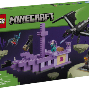 Vii lapsed ehituskomplektiga LEGO® Minecraft® Lõpudraakon ja lõpulaev põnevale seiklusele lõpubioomi.