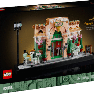 Jäädvusta klassikalise Prantsuse kohviku elegants selle LEGO Icons raamaturiiuli kaunistamise ehituskomplektiga täiskasvanutele.