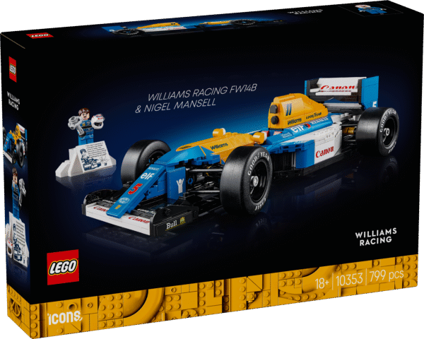 Kingi oma F1 lemmikfännile see LEGO Icons Williams Racing FW14B ja Nigel Manselli võidusõiduautode ehituskomplekt täiskasvanutele