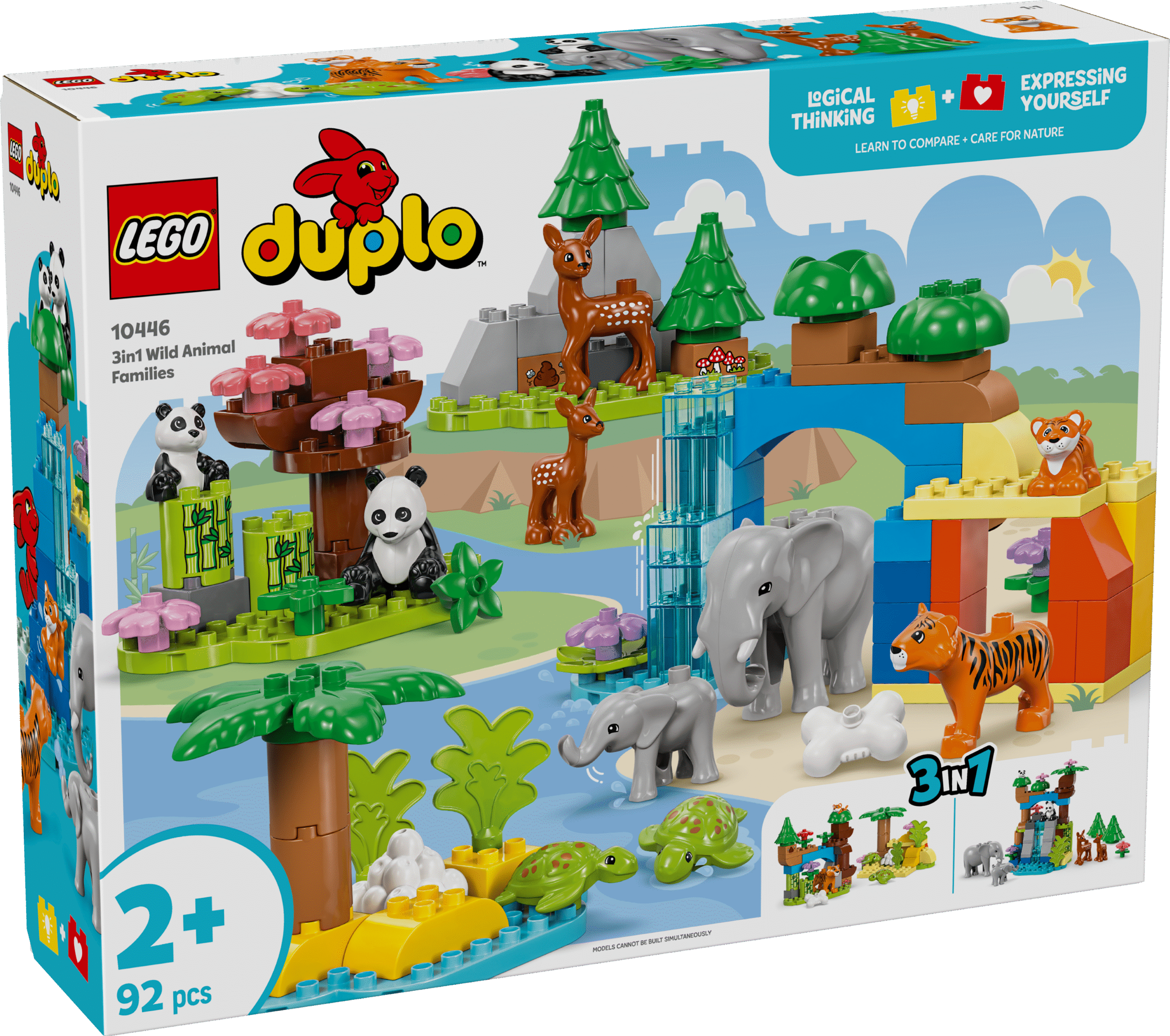 LEGO DUPLO Kolm ühes metsloomade perekonnad. Hariva õppemänguasjaga on kaasas tiigri-
