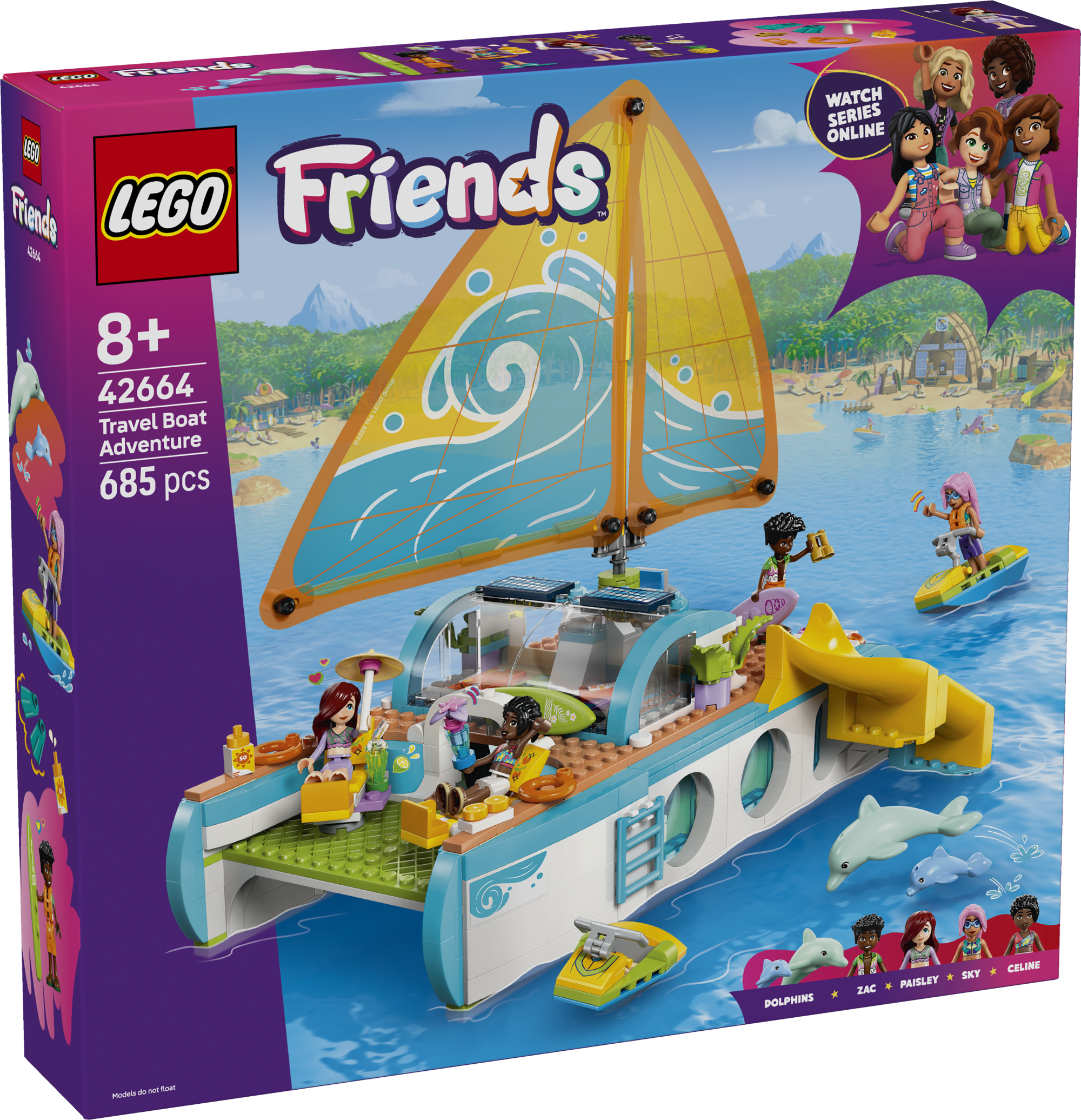 LEGO Friends Reisilaevaseiklus 4 mininuku ja 2 delfiinifiguuriga ehitus- ja mängukomplekt