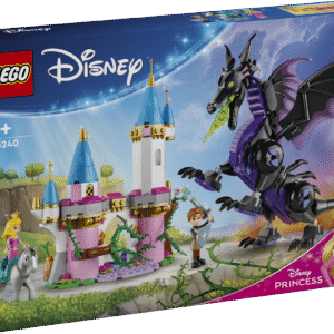 Kingi lastele kokkupandav mängukingitus Aurora ja prints Phillipi LEGO ǀ Disney mininukufiguuride ning draakoni ja hobuse LEGO ǀ Disney loomafiguuridega.