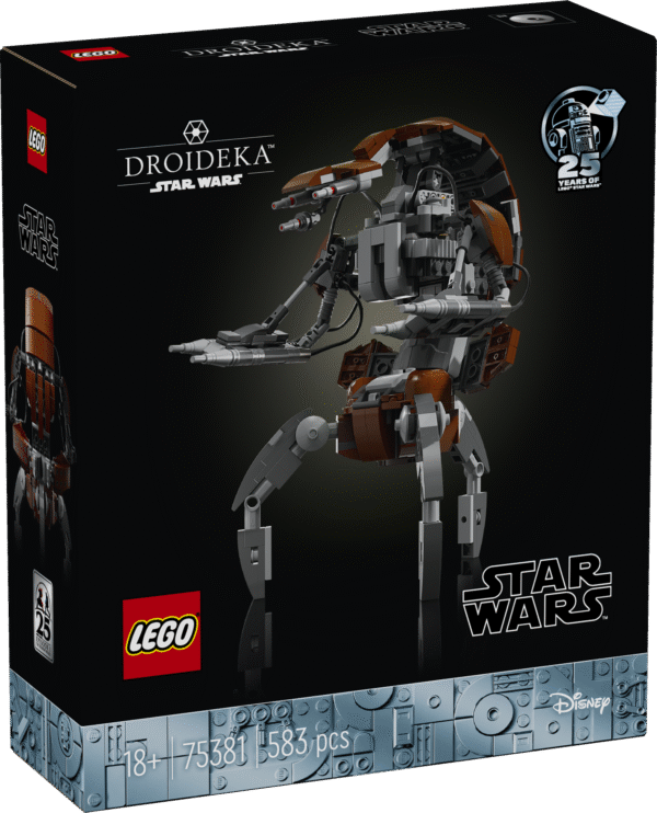 Ehita d 25. aastapäeva LEGO® Star Wars™ loomingulise ehituskomplektiga täiskasvanutele mänguliseks väljapanekuks detailne Droideka hävitusdroid.