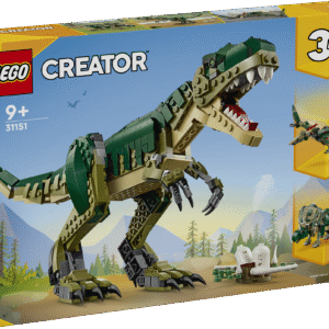 Lapsed saavad selle LEGO Creatori kolm ühes Tyrannosaurus rex mänguasjaga nautida põnevaid dinosauruseseiklusi ja seejärel ehitada selle ümber triceratopsiks või pterodactyliks.