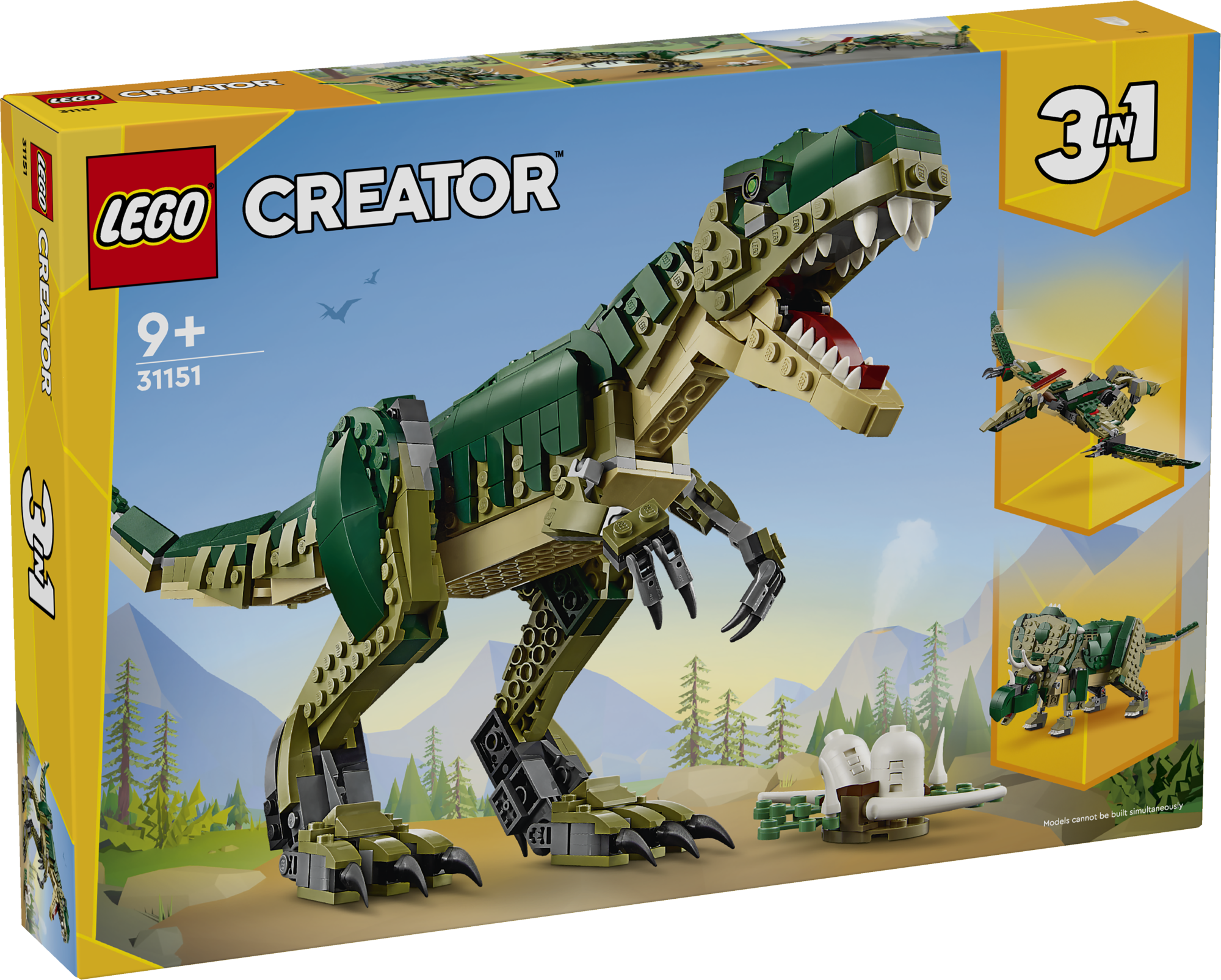 LEGO Creator T. Rex Lapsed saavad selle LEGO Creatori kolm ühes Tyrannosaurus rex mänguasjaga nautida põnevaid dinosauruseseiklusi ja seejärel ehitada selle ümber triceratopsiks või pterodactyliks.
