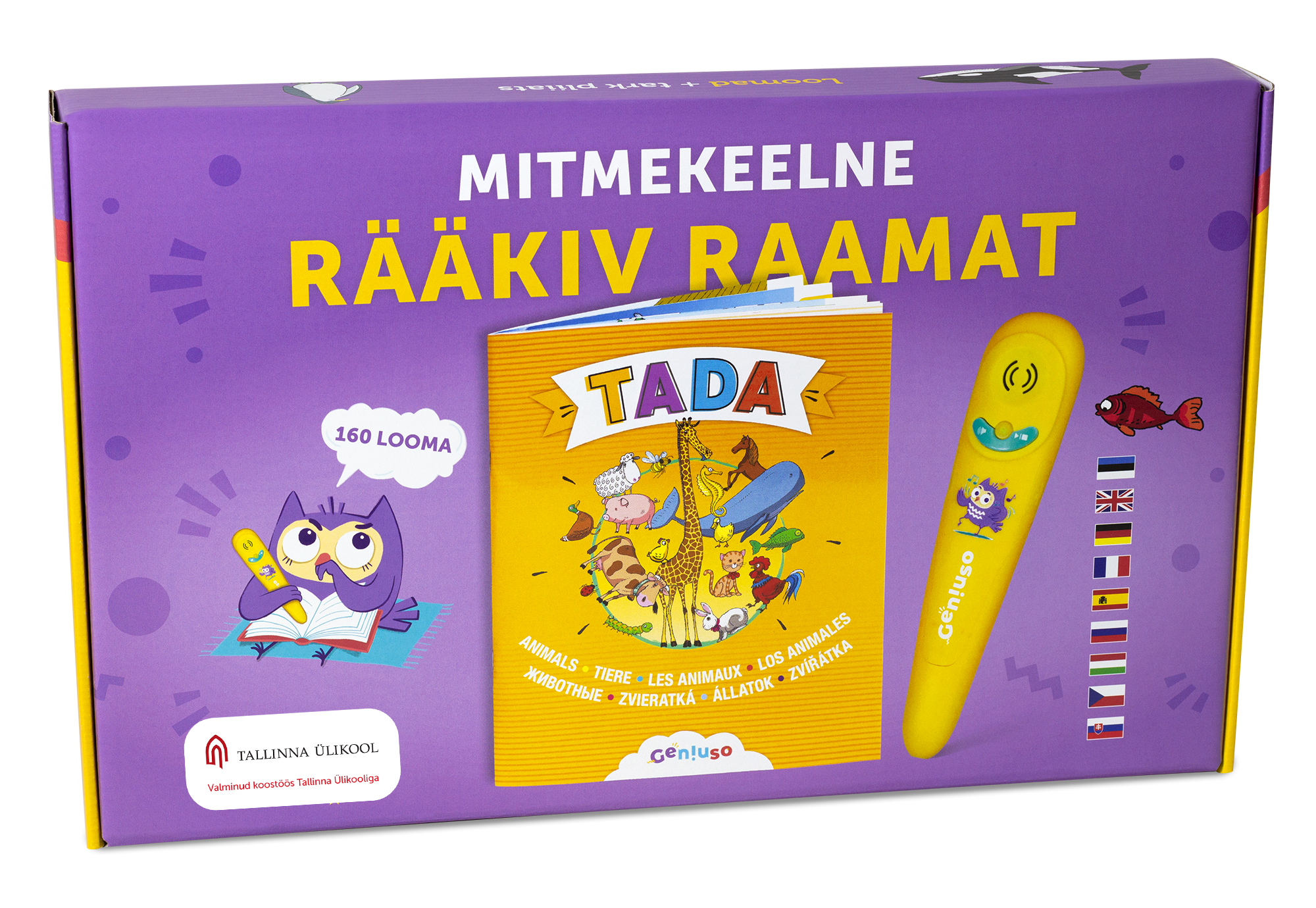 TADA rääkiva raamatu stardikomplekt: pliiats ja loomade teema Interaktiivne keeleõpe lastele vanuses 3+