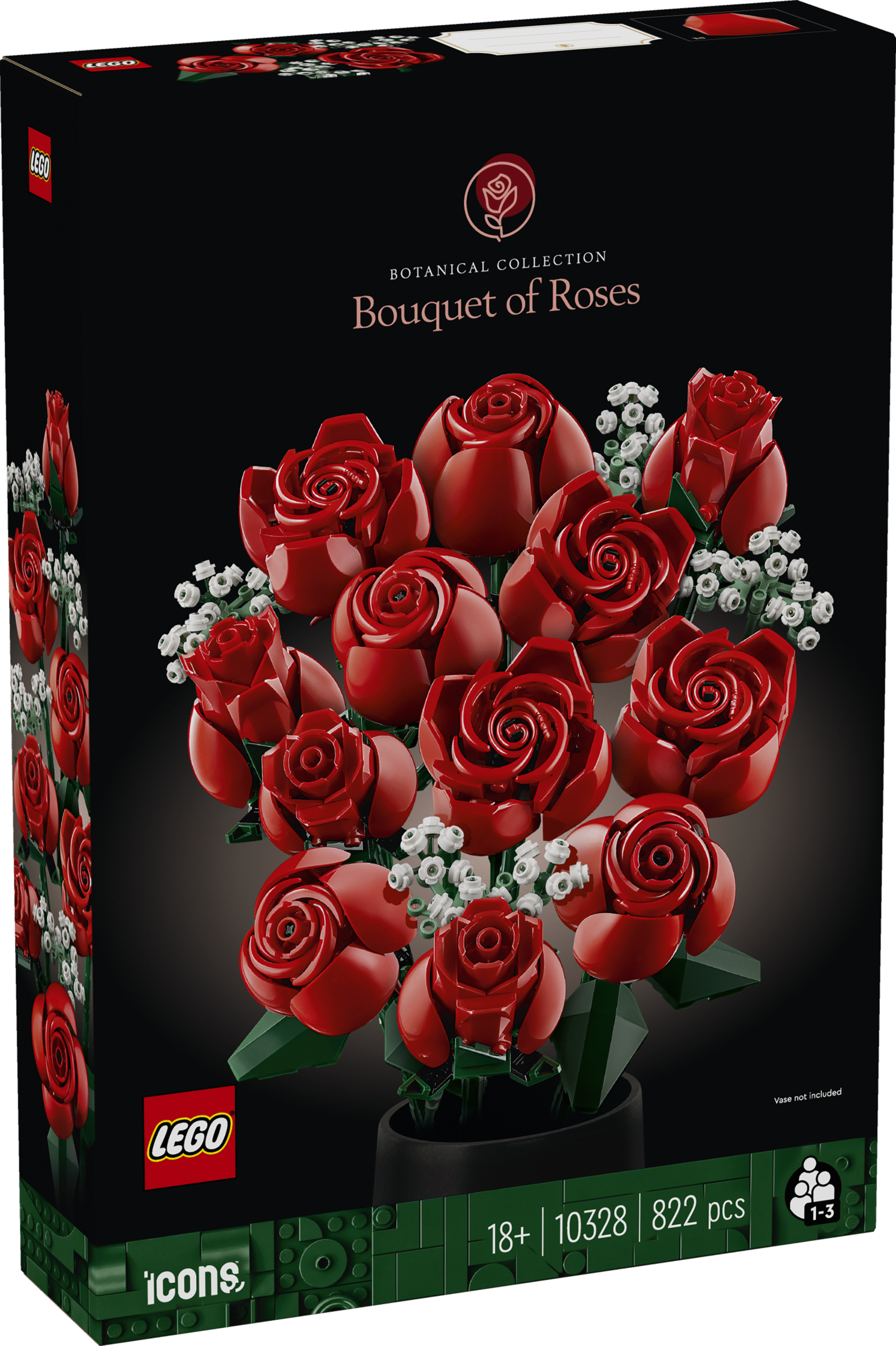 LEGO Botanical Collection Roosibukett Lase loovusel õitseda täiskasvanutele mõeldud LEGO® Icons roosikimbu ehituskomplektiga – 12 roosist koosnev ajatu kingitus LEGO botaanikakollektsioonist.