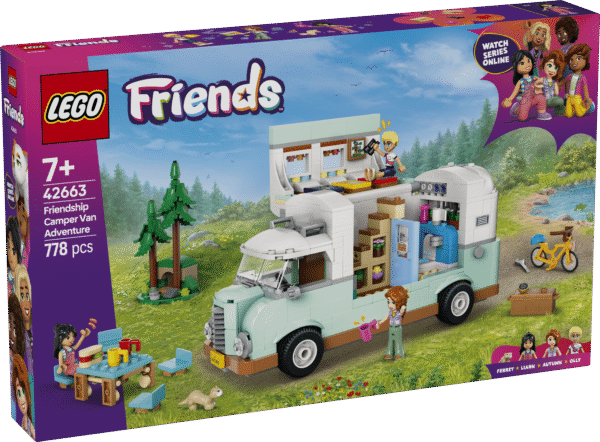 See lõbus mänguasi lastele avab matkareiside maailma ning komplektis on 3 LEGO Friends tegelaskuju ja tuhkrufiguur.