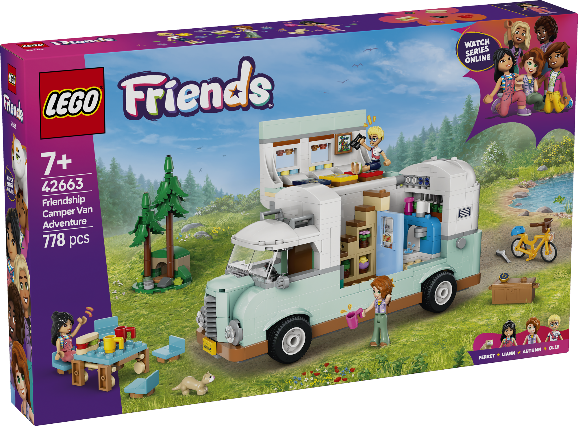 See lõbus mänguasi lastele avab matkareiside maailma ning komplektis on 3 LEGO Friends tegelaskuju ja tuhkrufiguur.