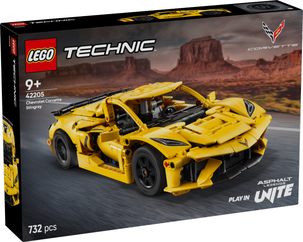 See lõbus mänguasi lastele sisaldab kokkupandavat LEGO Technicu Chevrolet Corvette Stingray sportautomudelit