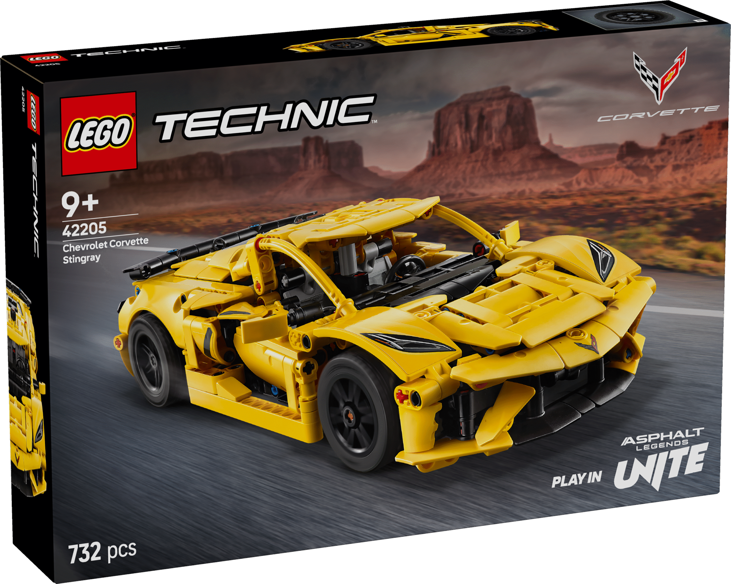 LEGO Technic Chevrolet Corvette Stingray See lõbus mänguasi lastele sisaldab kokkupandavat LEGO Technicu Chevrolet Corvette Stingray sportautomudelit