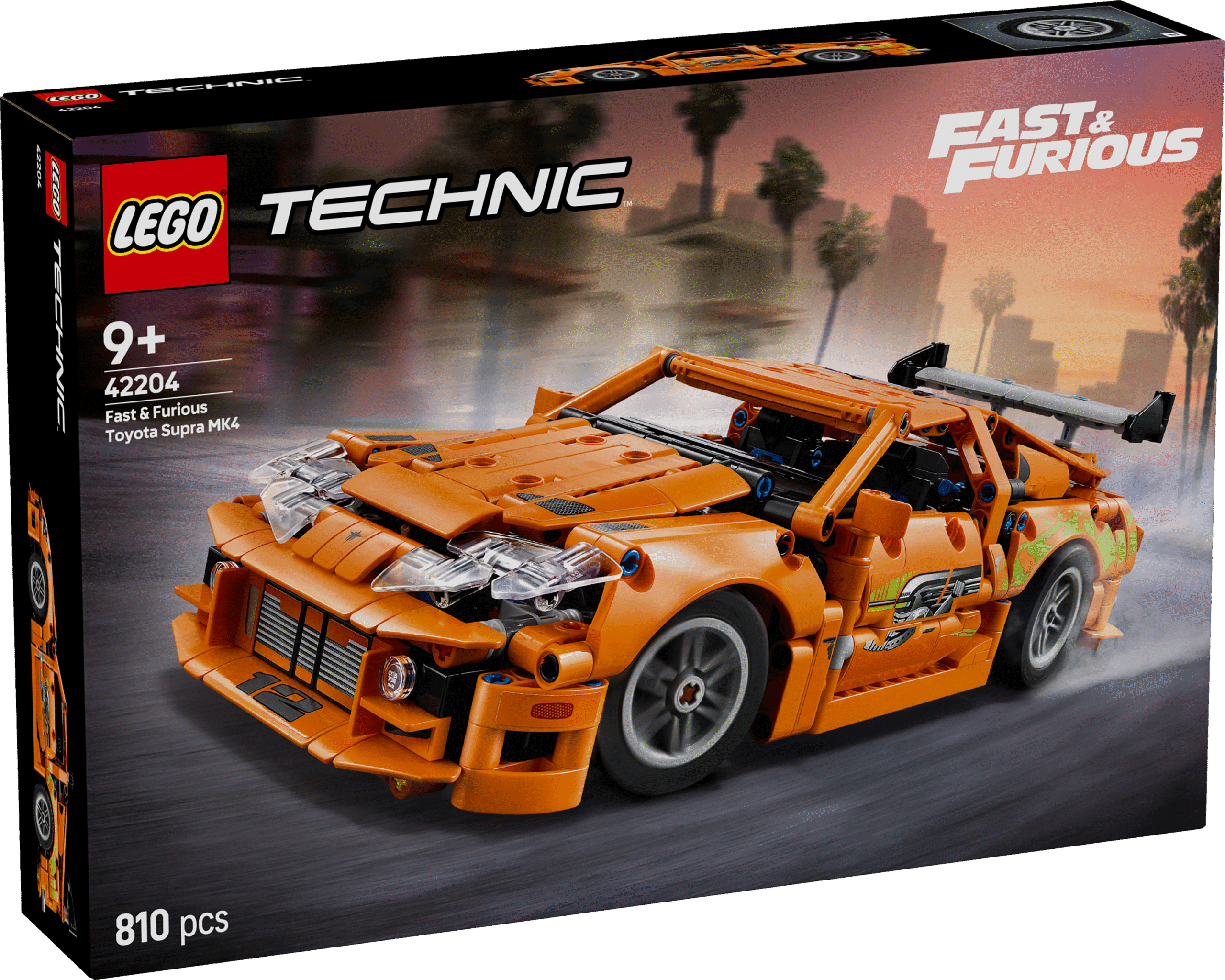 LEGO Technic Fast and Furious Toyota Supra MK4 Selles autokomplektis on kokkupandav LEGO Technicu Fast and Furious Toyota Supra MK4 millel on 6-silindriline mootor