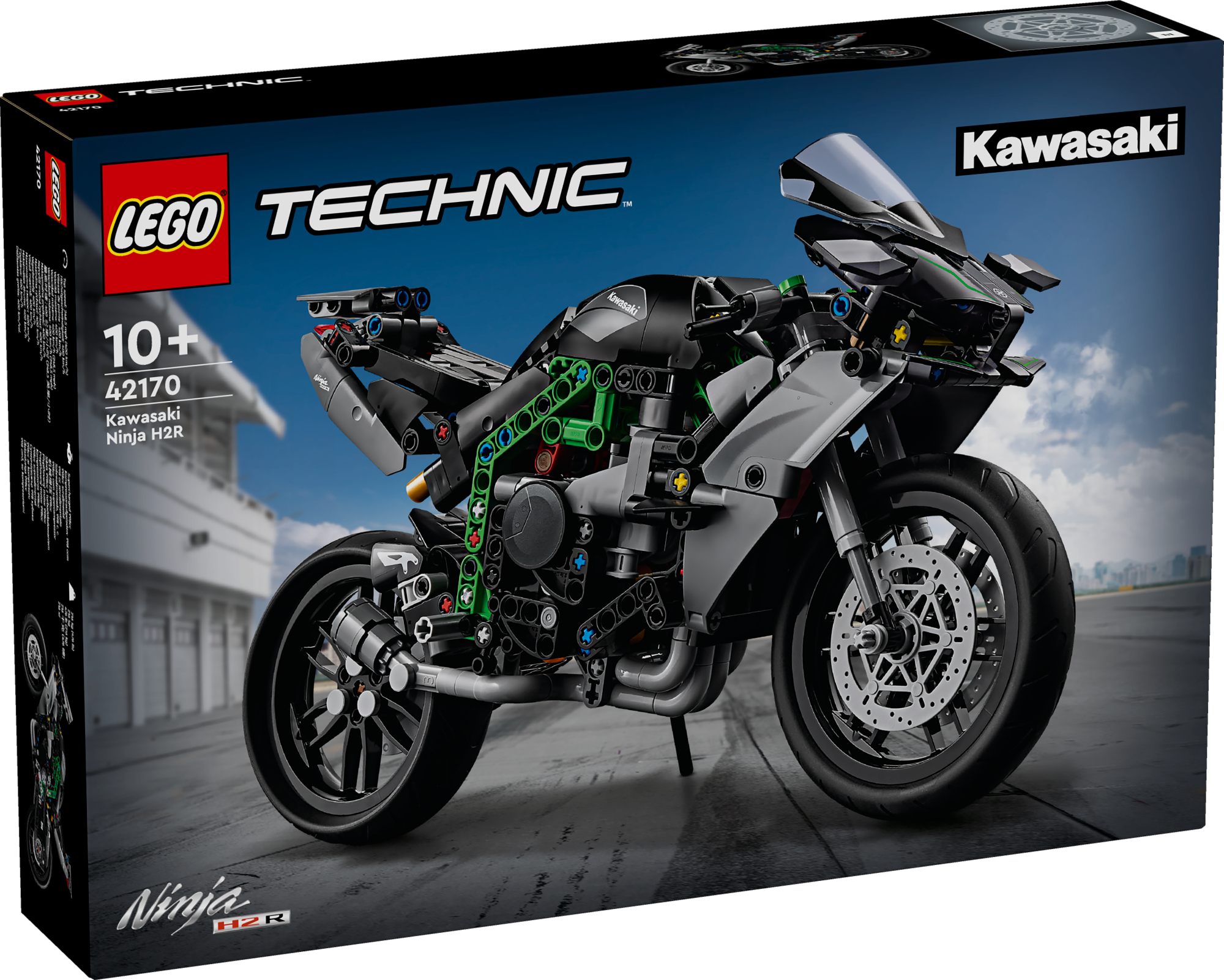 LEGO Technic Mootorratas Kawasaki Ninja H2R LEGO Technic Kawasaki Ninja H2R mängumootorratta komplektis on autentsed detailid ja see on suurepärane kingitus lastele