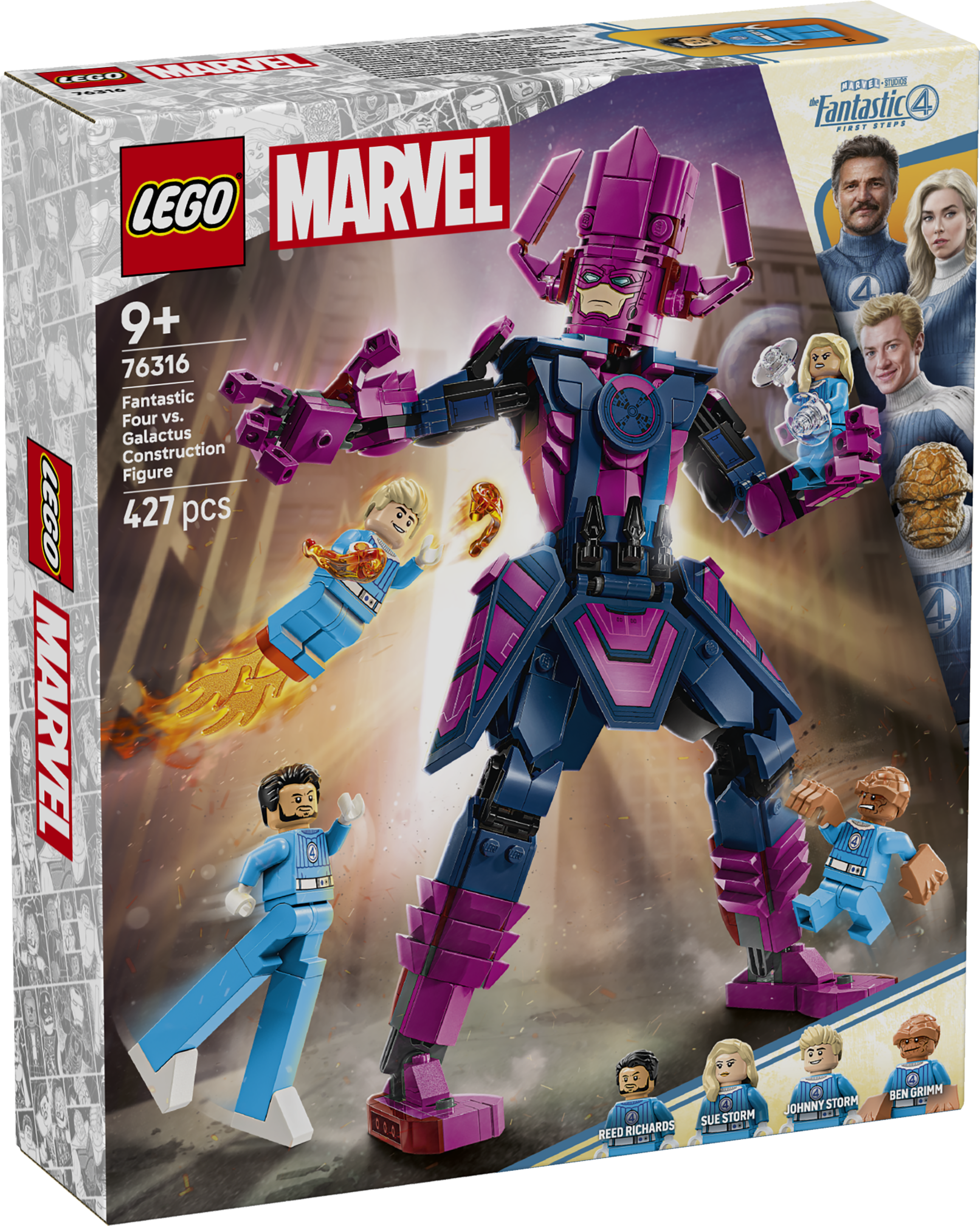 LEGO Marvel Fantastiline nelik vs. Galactus ehitusfiguur Taasloo Marvel Studiose filmi Fantastiline nelik märul esimese kokkupandava LEGO® Fantastilise neliku komplektiga!