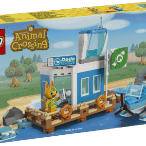 Funktsiooniderohke LEGO Animal Crossing komplekt üksikasjaliku lennujaama ja vesilennukiga