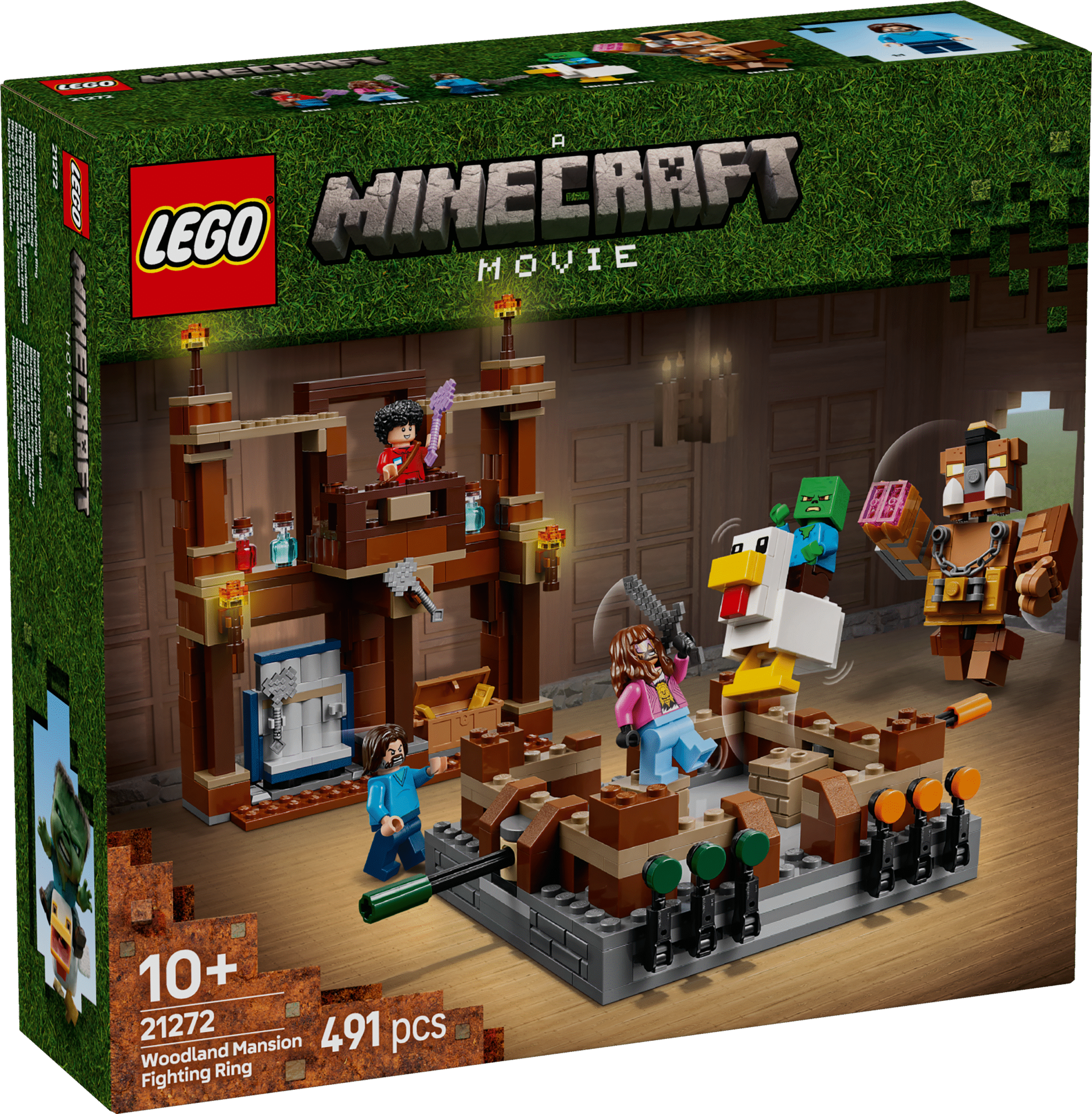 LEGO Minecraft Woodland Mansioni võitlusareen See kogutav tarvikutega Minecraft filmimänguasi on suurepärane märulikingitus 10-aastastele ja vanematele lastele