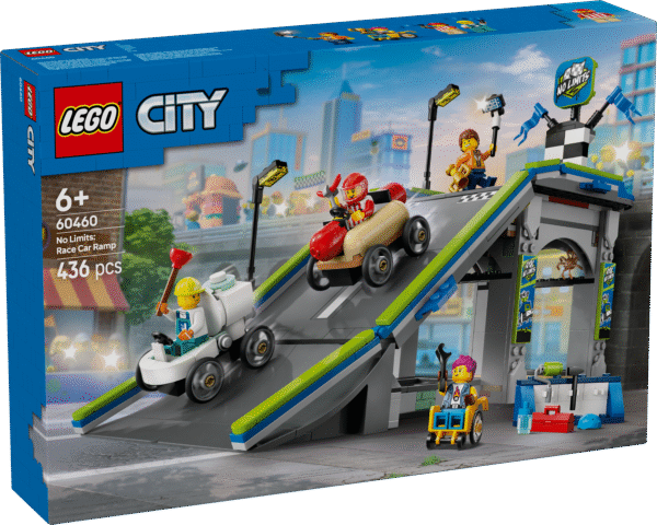 Lapsed saavad oma seebikarbirallit täiustada komplektiga LEGO City Piiranguid pole: võidusõiduauto kaldteerada