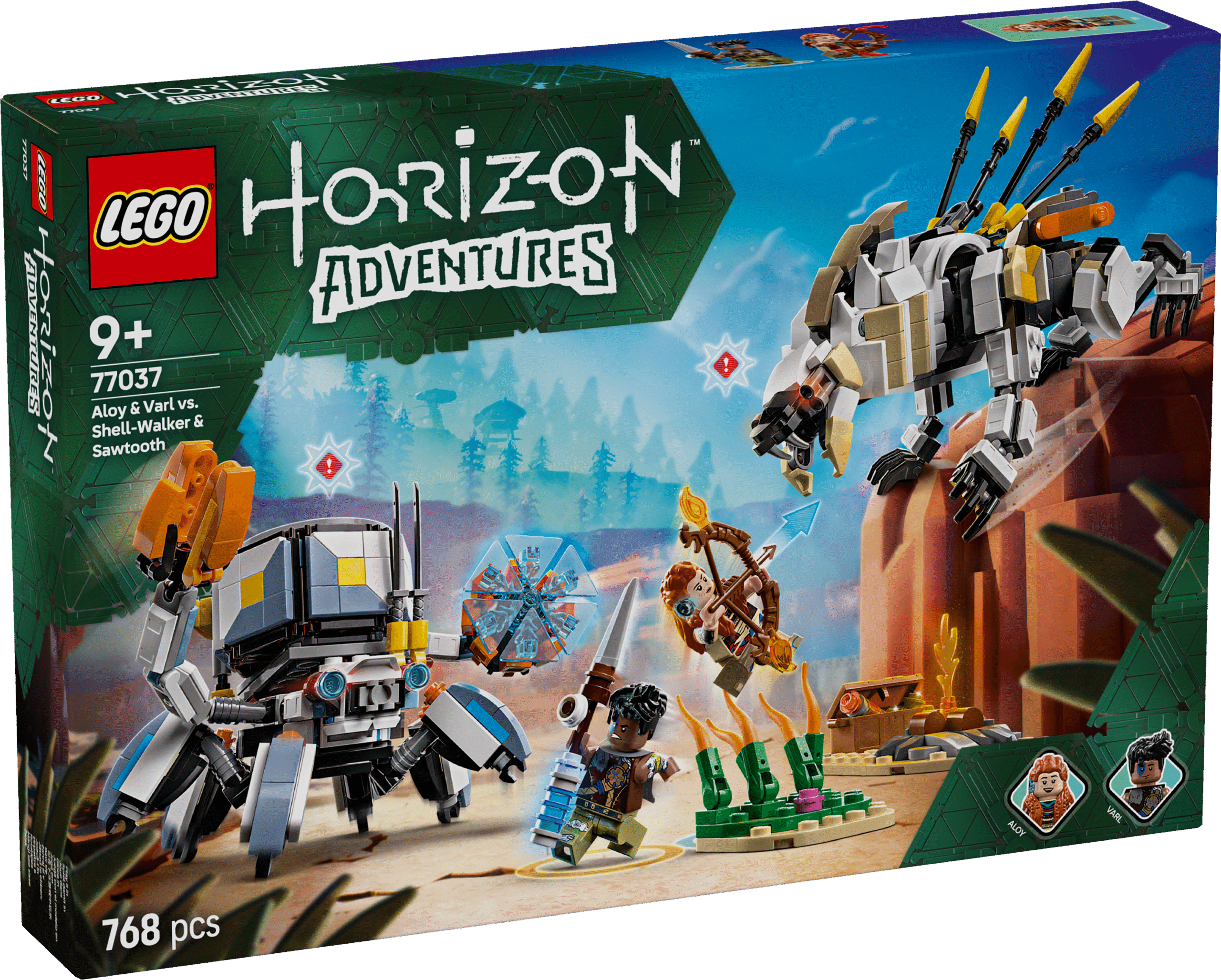 LEGO Horizon Aloy ja Varl vs. Shell-Walker ja Sawtooth LEGO Horizon Adventures Aloy ja Varl vs. Shell-Walker ja Sawtooth on kokkupandav seikluskomplekt lastele