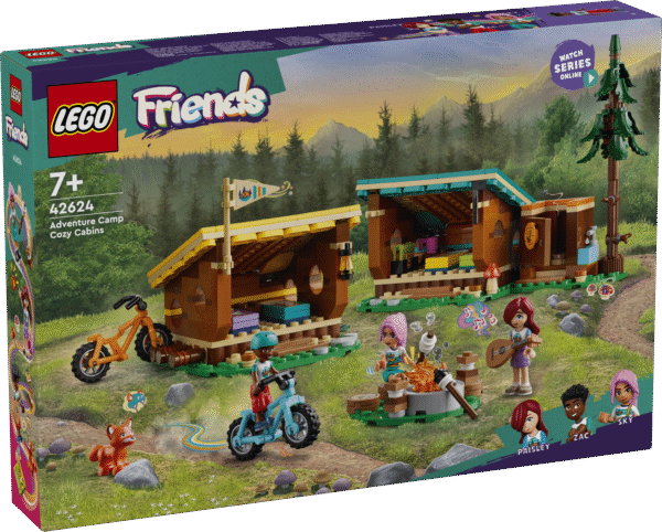 LEGO Friends Seikluslaagri mugavad majakesed ehitusmänguasjaga lastele on kaasas kolm mininukku