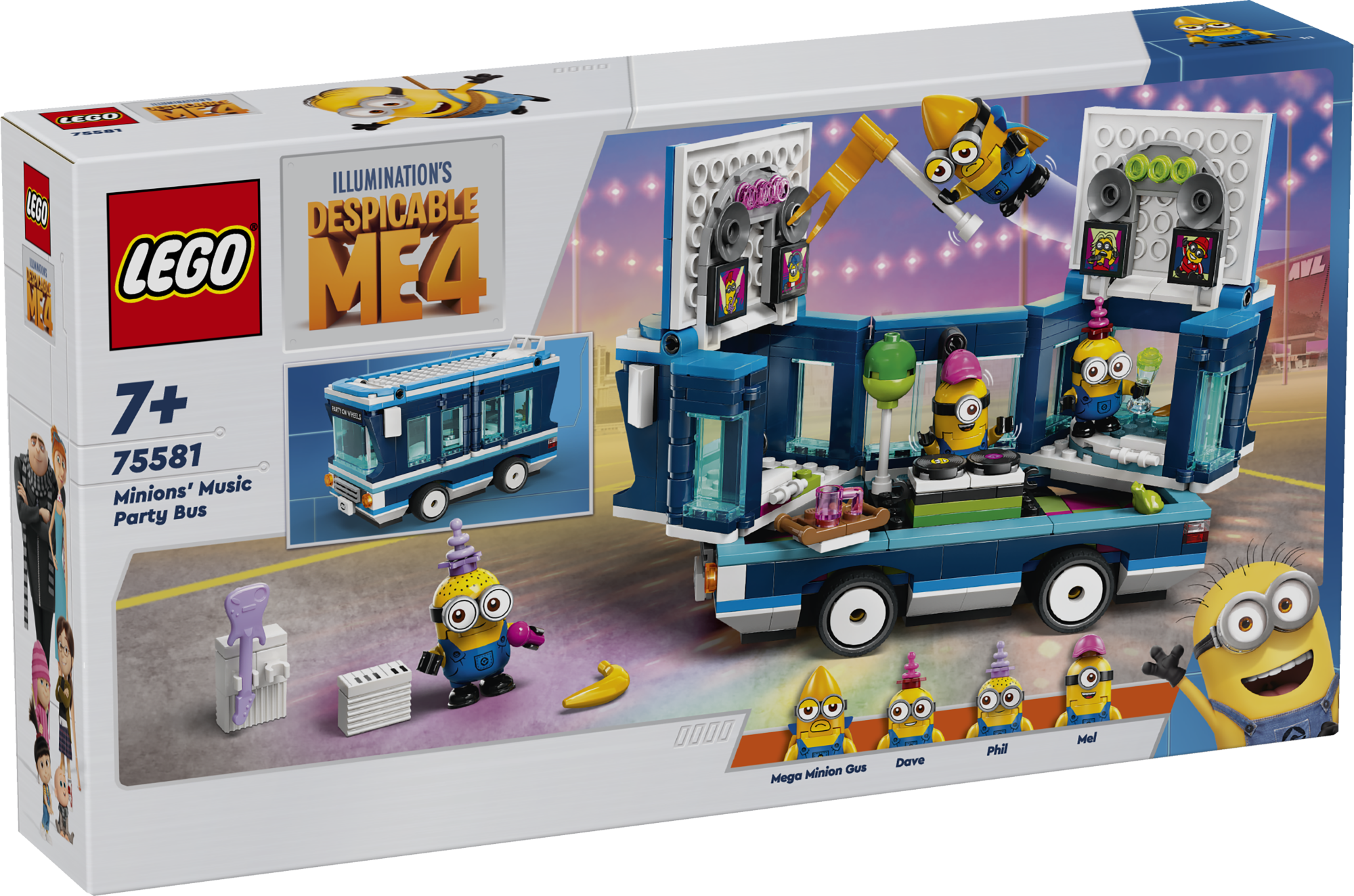 LEGO Minions Käsilaste muusikaga peobuss LEGO Despicable Me 4 Käsilaste muusikaga peobuss on mängusõiduki komplekt lastele