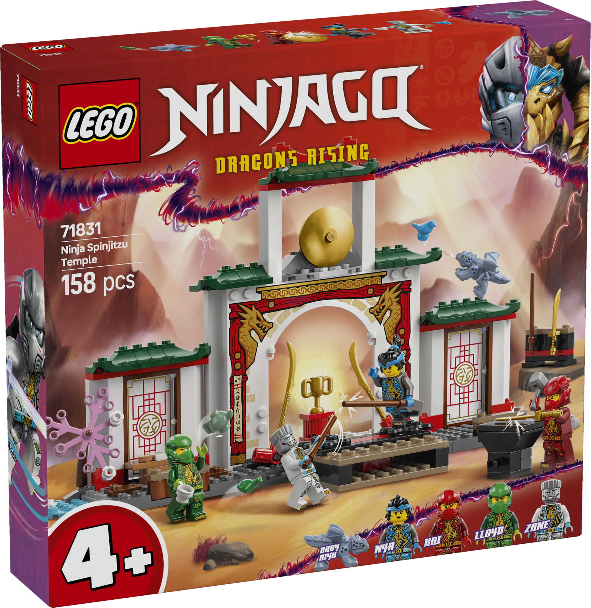LEGO Ninjago Ninja spinjitzu tempel LEGO NINJAGO Ninja Spinjitzu templi mängukomplekt võimaldab 4-aastastel ja vanematel lastel õppida 4 minifiguuri ja draakoniga lugusid jutustama.