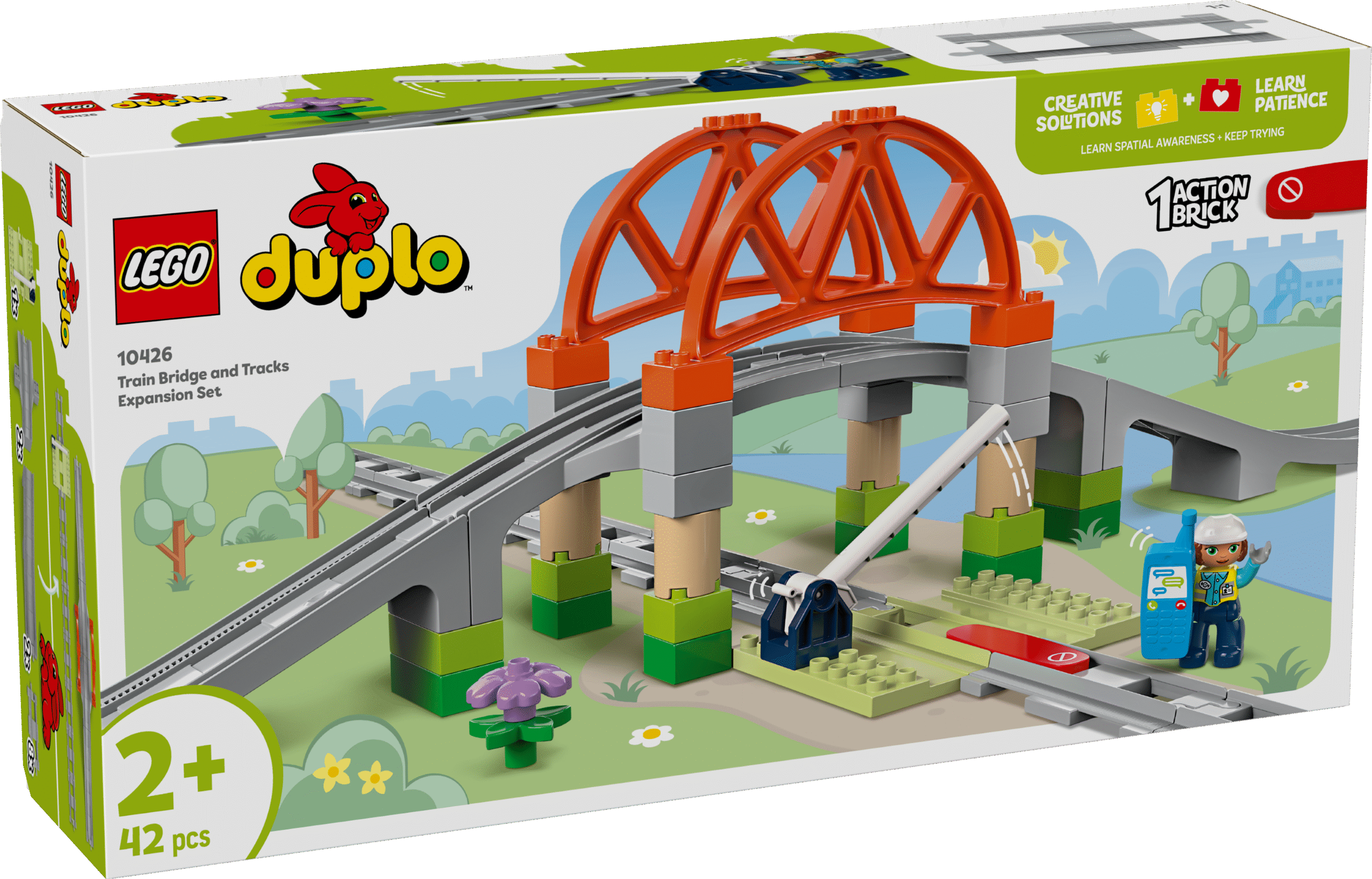 LEGO DUPLO Rongisilla ja -rööbaste laienduskomplekt Eelkooliealised lapsed saavad selle rööpaehitusmänguasjaga muuta oma LEGO DUPLO rongikomplektid lõbusamaks