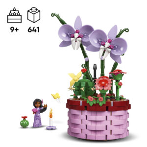 milles on peidetud ruumiga lillepott ja Isabela LEGO Disney mininukufiguur.
