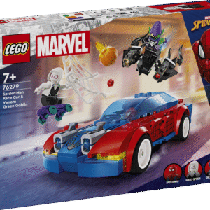 See kokkupandav LEGO® Marveli mänguasi pakub tegevust ratastel ja õhus koos Spider-Mani auto