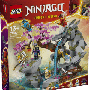 LEGO NINJAGO Draakonikivi pühamu mänguasi koos kuue NINJAGO minifiguuriga nii mängimiseks kui ka esitlemiseks.