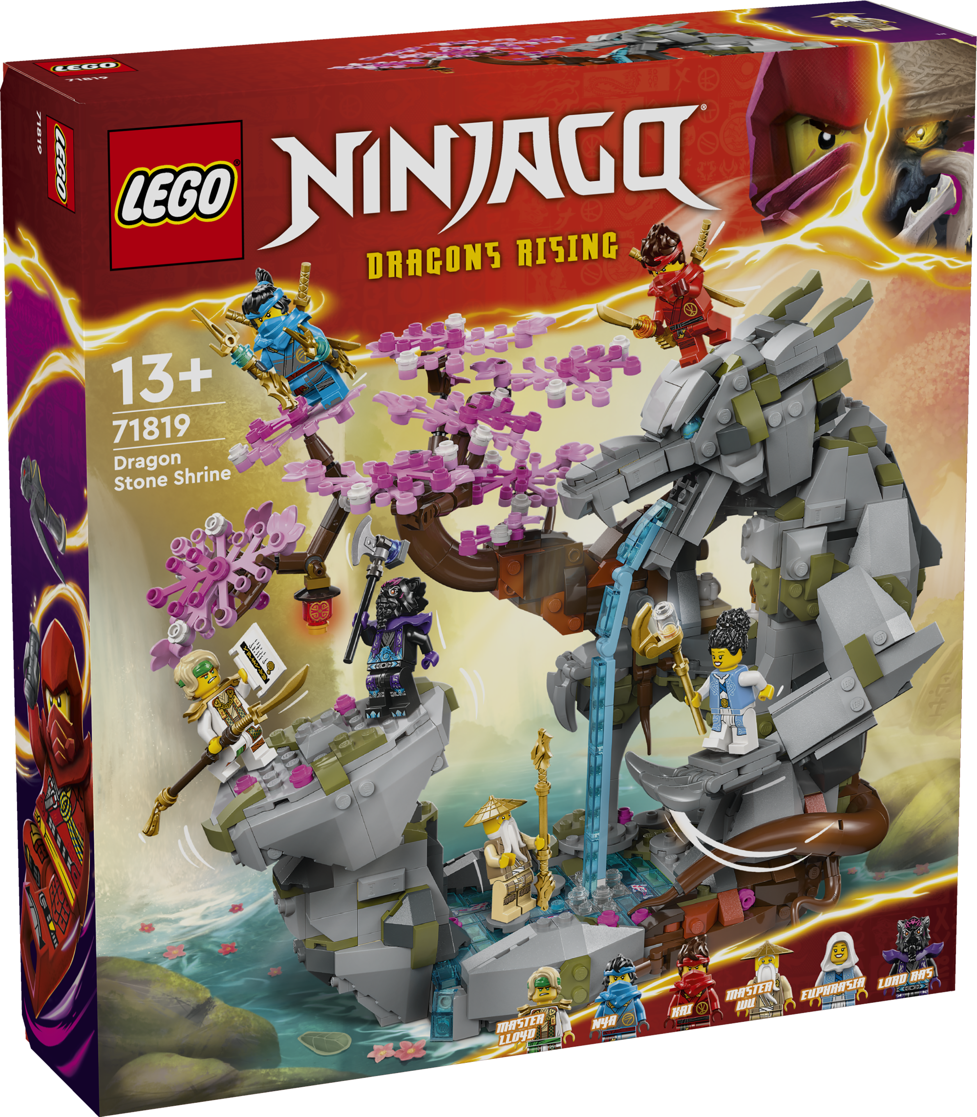 LEGO Ninjago Draakonikivi pühamu LEGO NINJAGO Draakonikivi pühamu mänguasi koos kuue NINJAGO minifiguuriga nii mängimiseks kui ka esitlemiseks.