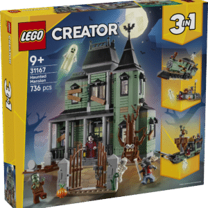 Lapsed saavad LEGO® Creator kolm-ühes kummitava häärberi mänguasjaga hirmutavaid tegevusi etendada. Maja saab ümber ehitada kummituslaevaks või -rongiks.