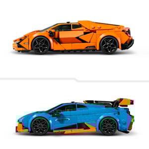 mängida ja esitleda Revuelto ja Huracán STO mudeleid koos 2 minifiguuriga.