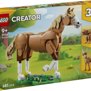 Loomasõbrad saavad selle LEGO® Creator kolm-ühes kauni hobuse komplektiga lõbusaid lugusid mängida ja seejärel selle ümber ehitada hirveks või karuks.
