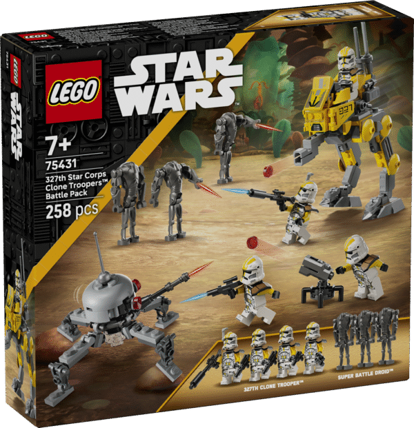 Play out Star Wars: Revenge of the Sith™ battles between 327th Star Corps Clone Troopers and Super Battle Droids with this building toy for kids.
