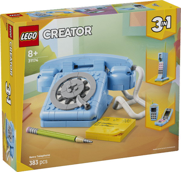 Lapsed saavad seda 1960. aastate LEGO® Creatori retrotelefoni esitleda ja sellega mängida ning seejärel ümber ehitada 1980. või 2000. aastate telefoniks.