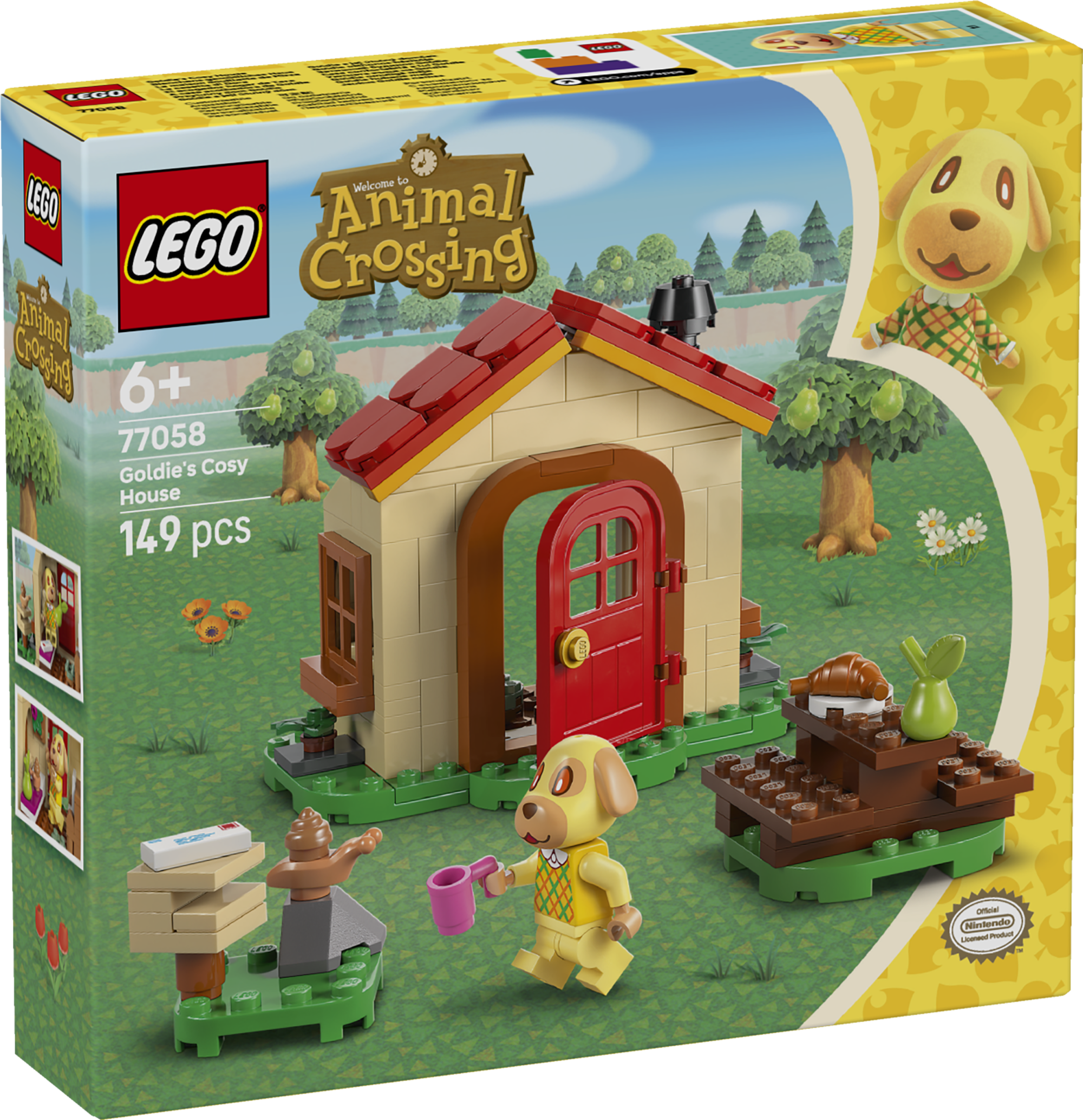 LEGO Animal Crossing Goldie hubane maja Goldie hubane maja on väike LEGO® komplekt kingituseks 6-aastastele ja vanematele tüdrukutele ja poistele