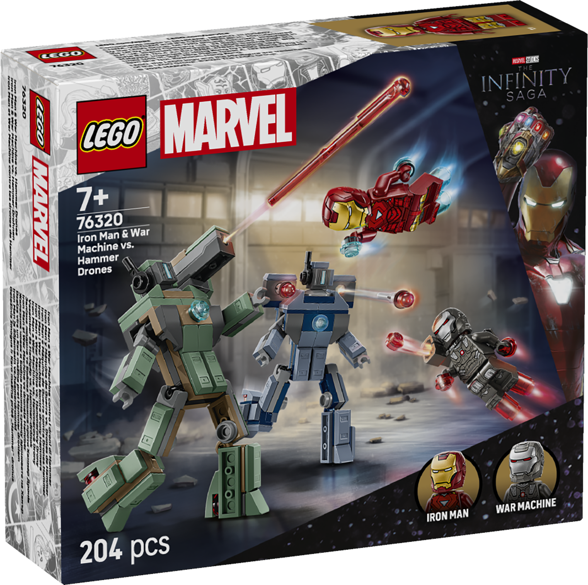 LEGO Super Heroes Iron Man ja Sõjamasin vs. haamerdroonid LEGO® ǀ Marvel Iron Man ja Sõjamasin vs. haamerdroonid on ehitusmänguasi