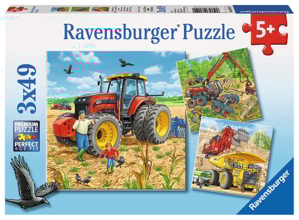 Ravensburger pusle 3x49 tk: Suured töömasinad Paatidest laevadeni