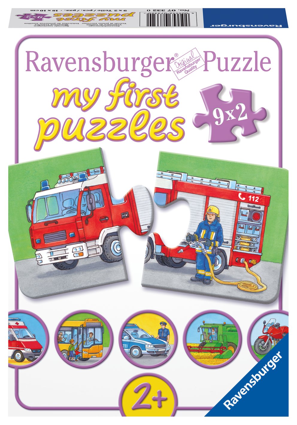 Ravensburger minu esimene pusle 9x2 tk Ametiautod Väikelaste lemmikpusle!