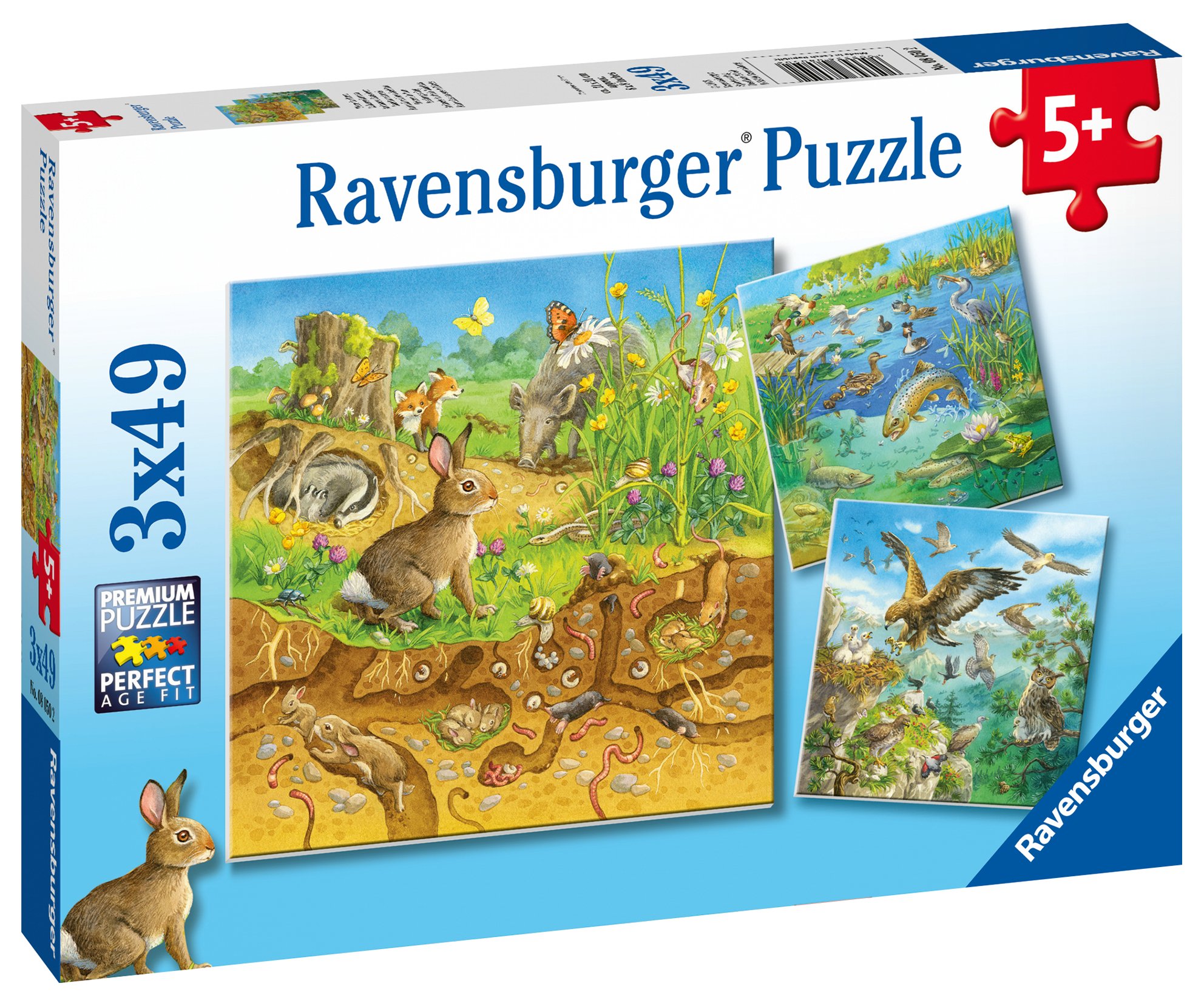 Ravensburger pusle 3x49 tk Metsloomad Paatidest laevadeni